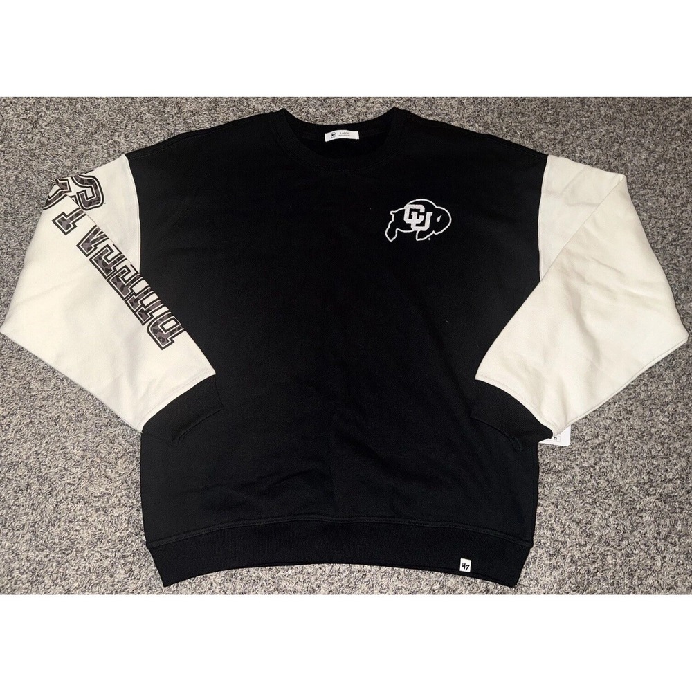 Colorado CU Buffaloes Sweatshirt Black And White With Sleeve Print Large NWT